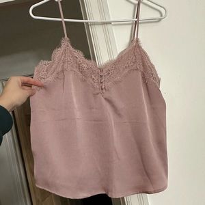 Abercrombie A&F dusty pink cami. Silky satin and lace look. Size Small. NWT